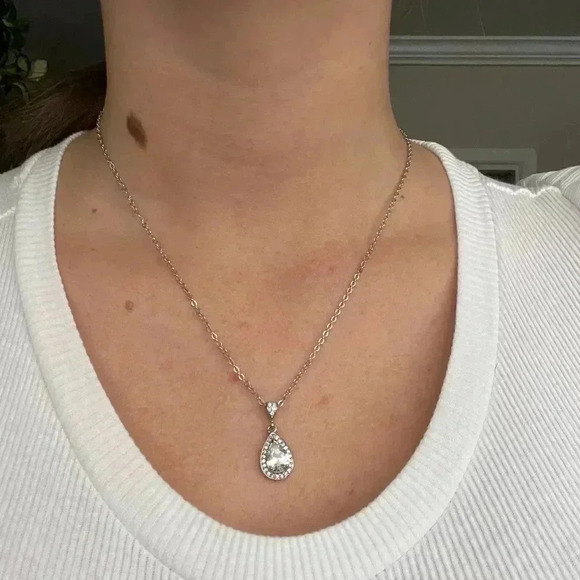 Silver 925 drop pendant  & necklace - Picture 1 of 8